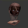 Game and Movie Character 3D Head Model with Pink Hair Blue Eyes and Detailed Face