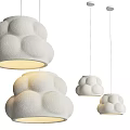 Cloud Shaped White Modern Pendant Lights With Textured Surface And Various Sizes 3d model
