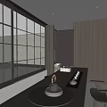 Minimalist Indoor Garden Decor With Large Windows Wooden Walls And Tea Set