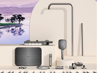 Modern Shower System With Handheld Sprayer Rainfall Head And Control Components 3d model
