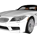 White BMW Convertible Sports Car Featuring Sleek Front Grille Alloy Wheels And Brown Leather Seats