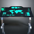 Interactive Illuminated Control Table With World Map Display And Modern Interface Buttons 3d model