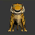 Low Poly Tiger 3D Model With Yellow Black Stripes And Green Eyes 3d model