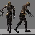 Game Movie Character With Yellow Helmet Shirtless Torso And Spiked Arm Weapons