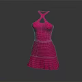 Stylish Pink Halter Neck Dress With Front Cutout And Flared Skirt Design