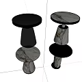 Modern Side Table With Marble And Black Layered Round Top Design 3d model