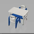 Colorful Children's Table With Blue White Chairs For Kids Playroom Furniture