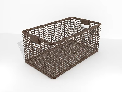 Practical Brown Woven Storage Basket for Household Organizing and Home Use 3d model