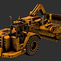 Yellow Worn Heavy Duty Construction Truck With Mechanical Arm And Large Tires