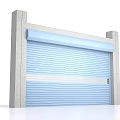 Light Blue Roller Shutter Door With Gray Columns And Top Beam Structure 3d model