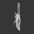 Ornate Decorative Weapon With Silver Blade Pink Handle And Red Gemstone