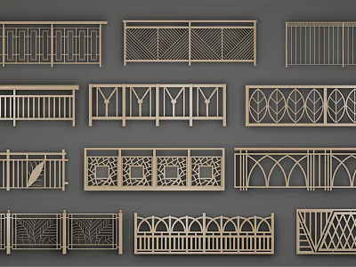 Various Decorative Fence Designs With Different Patterns And Creative Styles 3d model