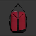 Red Bag Case With Black Handles Shoulder Strap And White Label 3d model