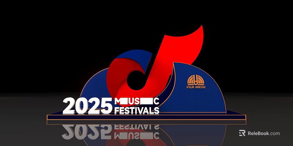 2025 Music Festivals Live Music Photo Spot With Red Note And Blue Stage 3d model 