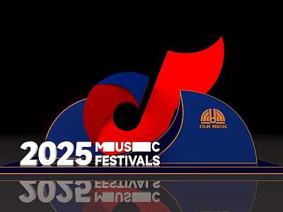 2025 Music Festivals Live Music Photo Spot With Red Note And Blue Stage 3d model