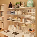 Practical Wooden Storage Shelf With Perforated Board Storage Boxes Books And Decorative Items For Home