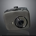 Vintage Electronic Camera With Classic Retro Design And Shiny Metal Body