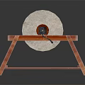 Traditional Electric Stone Mill Kitchen Appliance with Red Wooden Stand for Grinding Grains and Beans