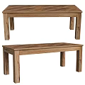 Two Wooden Dining Tables With Natural Wood Grain And Simple Classic Design