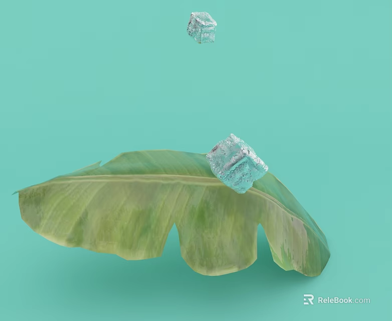 Commercial Display Equipment With Transparent Cube On Green Leaf And Light Green Background 3d model 