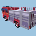 Red Fire Rescue Truck With Blue Emergency Lights Ladder And Lettering