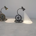 Vintage Industrial Floor Lamp with Gear Shaped Metal Base Adjustable Gooseneck and Warm Light Projection