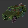Heavy Duty Green Utility Vehicle with Yellow Searchlight Red Cross and Off Road Tires