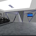 Modern Home Theater Room With Black Leather Sofas Blue LED Lights And Wall TV
