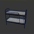 Black Metal Bunk Bed With Upper And Lower Mattresses For Home Use