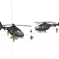 Two Black Military Helicopters Parked With Armed Soldiers Standing Around Them