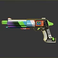 Futuristic Multicolored Weapon With Digital Display Modern Grip And Vibrant Color Design