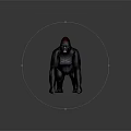 Detailed 3D Gorilla Model in Standing Posture Against Gray Background