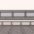 Double Layer Metal Frame Railings With Glass Panels On White Wall And Gray Floor