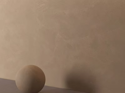 Beige Sphere Placed On Gray Countertop Against Beige Wall Background 3d model