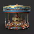 Electric Toy Carousel With Decorative Top Colorful Lights And Toy Horses