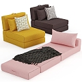 Single Sofa Casual Sofa Bay Window Mat 3d model