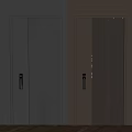 Modern Security Doors With Gray Brown Vertical Stripes And Mesh Pattern Handles 3d model