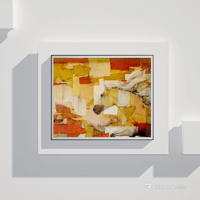 Modern Abstract Painting With Vibrant Colors And Textured Collage Elements 3d model