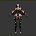 3D Female Character In Religious Hooded Outfit With Cross Emblem And Purple Armor Boots