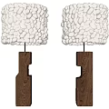 Modern Table Lamps With White Pebble Like Lampshade And Geometric Wooden Base