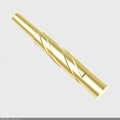 Golden Cylindrical Metal Object With Twisted Spiral Design And Hollow End