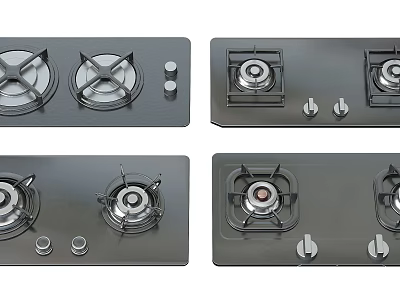 Various Modern Gas Cooktops With Different Designs For Kitchen Appliances 3d model