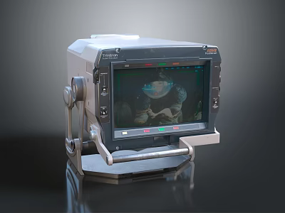 Projection Monitoring Device With Screen Displaying Clear Image On Stable Stand 3d model