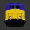 Blue 3D Model Train Locomotive With Cab Wheels And Shiny Surface