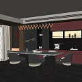 Elegant Modern Restaurant Interior With Dining Table Chairs And Pendant Lights