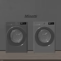 Two Silver Minotti Washing Machines In Side By Side Setup 3d model