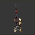 Lego Mechanical Model With Black Red Body Top Long Rods And Yellow Details
