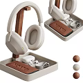 Over Ear Headphones With Wooden Stand Tray Audio Accessories And Decorative Balls