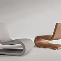 Two Modern Leisure Chairs in Gray and Brown with Curved Smooth Lines