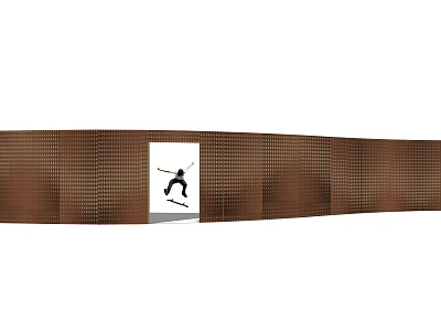 Modern Perforated Feature Wall with Central Opening and Dynamic Human Silhouette 3d model